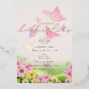 Invitation En Aluminium Il Me Donne Des Papillons Fleurs Sauvages Shower D