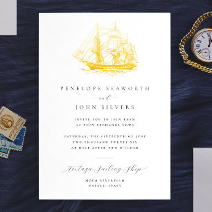 Invitation En Aluminium Illustration nautique de bateau Mariage formel