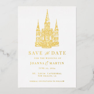 Invitation En Aluminium Illustration personnalisée du site Gold Foil Invit