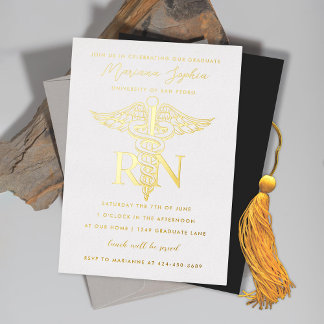 Invitation En Aluminium Infirmière infirmière de la RN Gold Foil Invitatio
