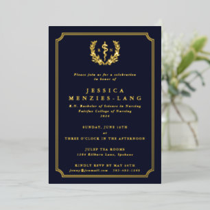 Invitation En Aluminium Infirmière inscrite de la Marine noire Asclepius+L