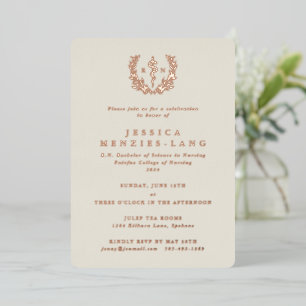 Invitation En Aluminium Infirmière inscrite en ivoire Asclepius+Laurel Wre