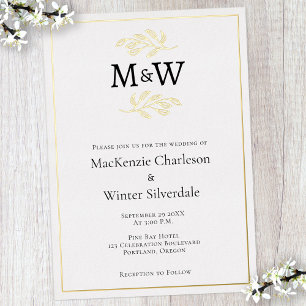 Invitation En Aluminium Initiales de monogramme de couple de mariage minim