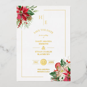 Invitation En Aluminium Initiales tendance Fancy Bouquets de Noël floraux