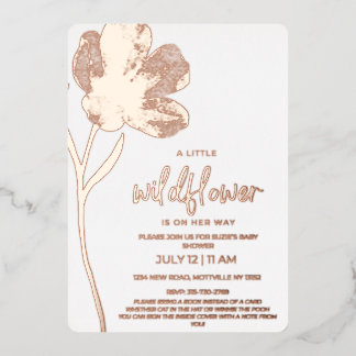 Invitation En Aluminium Initiation du Baby shower fleur sauvage