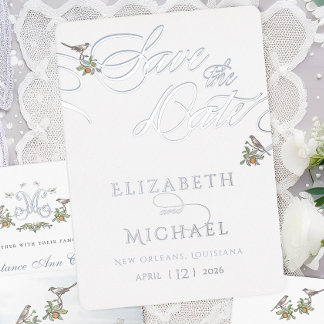 Invitation En Aluminium Inséparables Foil Enregistrer La Date