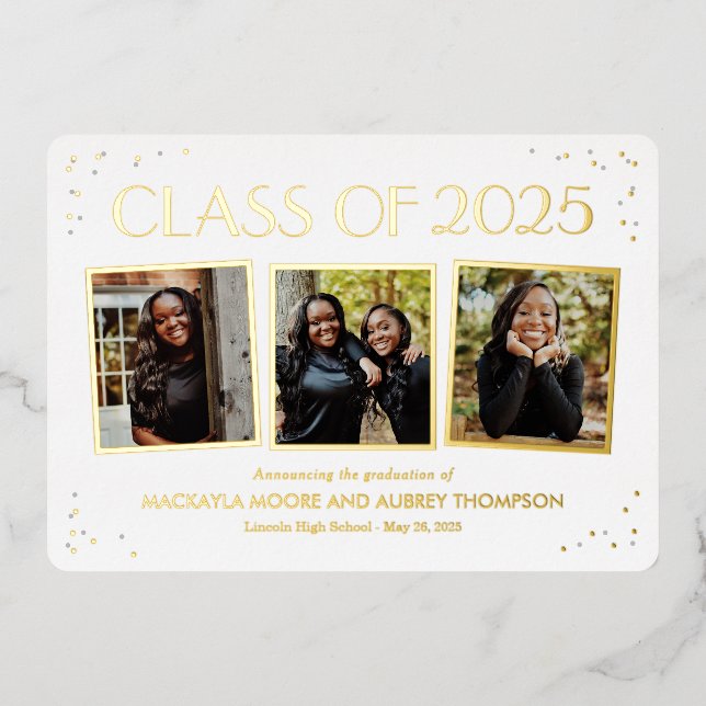 Invitation En Aluminium Instantanés amusants Pile Graduation Photo Invitat (Recto)