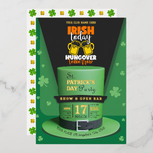 Invitation En Aluminium Irish Retro Modern St Patrick’s Day Party Open Bar