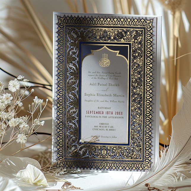 Invitation En Aluminium Islamique Dusty bleu Mariage ottoman turc (Créateur téléchargé)