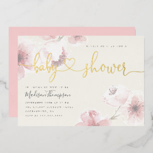 Invitation En Aluminium Ivoire   Baby shower floral en fleurs de cerisier