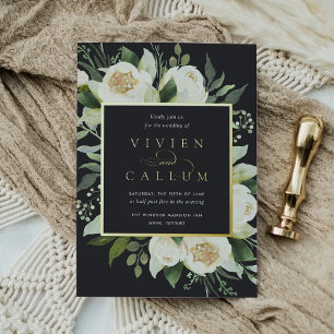 Invitation En Aluminium Ivory Bloom Aquarelle Mariage de cadre Floral