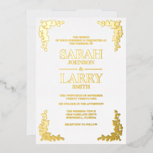Invitation En Aluminium Ivy Elegant Gold Mariage traditionnel