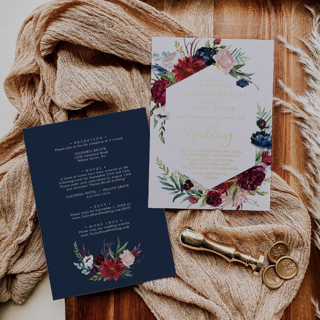 Invitation En Aluminium Jardin d'automne | Pile d'or tout en un Mariage (Créateur téléchargé)