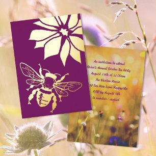 Invitation En Aluminium Jardin de fleurs et d'abeilles, événement en plein