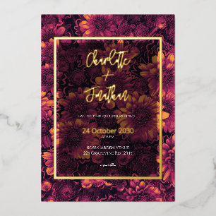 Invitation En Aluminium Jardin de magie d'automne Floral Mariage Or