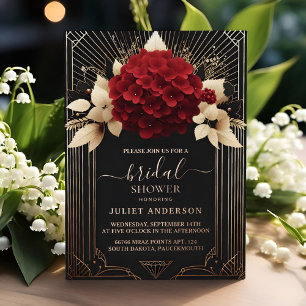 Invitation En Aluminium Jardin Diamant Rouge Noir Et Or Fête De Mariage