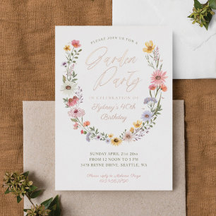 Invitation En Aluminium Jardin Fleur sauvage aquarelle Floral Anniversaire