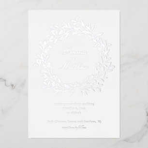 Invitation En Aluminium Jardin Floral Boho minimaliste Argent