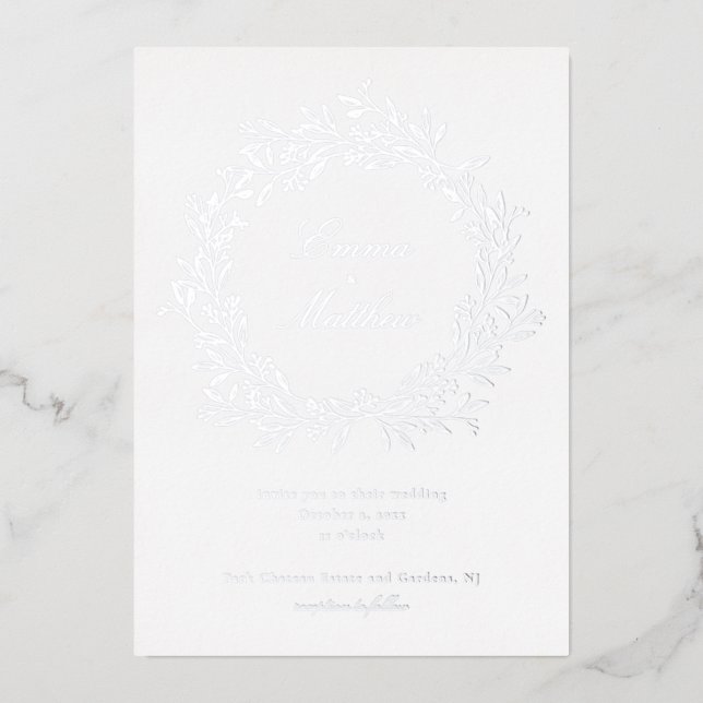 Invitation En Aluminium Jardin Floral Boho minimaliste Argent (Recto)