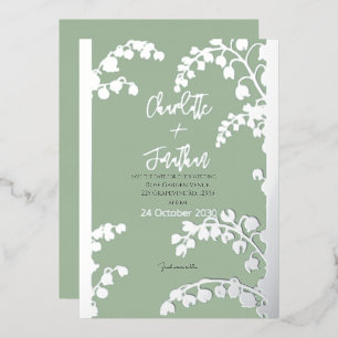 Invitation En Aluminium Jardin Floral de Muguet de Mai en Or