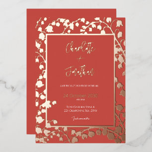 Invitation En Aluminium Jardin Floral de Muguet de Mai Mariage Or