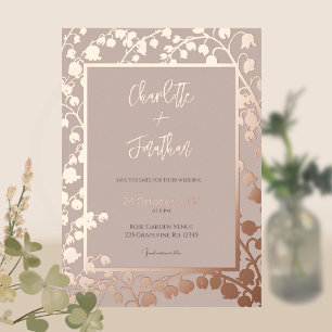Invitation En Aluminium Jardin Floral de Muguet de Mai Mariage Or F