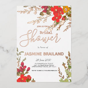 Invitation En Aluminium Jardin Floral d'été Fête des mariées Fleur sauvage