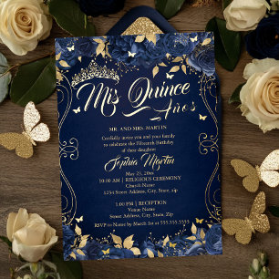 Invitation En Aluminium Jardin Floral Marine Or Mis Quince Quinceanera 