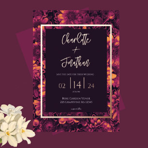 Invitation En Aluminium Jardin magique d'automne Mariage Floral Or