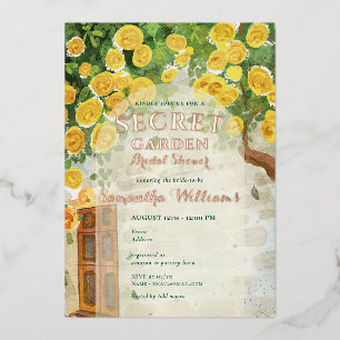 Invitation En Aluminium Jardin Secret Roses Jaunes Enchantées Baby Shower