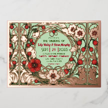 Jardin vintage Art Nouveau Rose Or