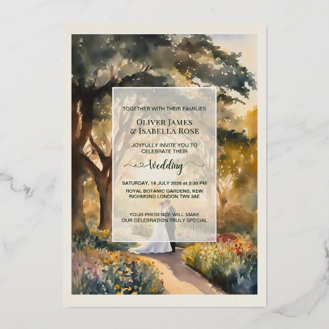 Invitation En Aluminium Jardins botaniques royaux aquarelle personnalisée (Recto)