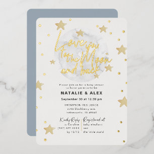 Invitation En Aluminium Je t'aime Lune & Retour Garçon Baby Shower