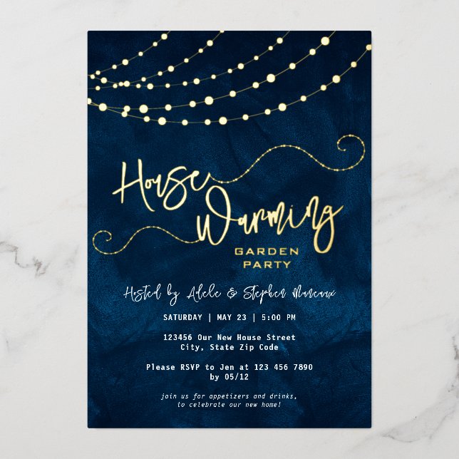 Invitation En Aluminium Jeu de lumières de script moderne Chaîne de ménage (Recto)