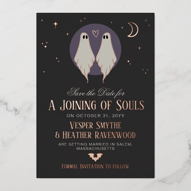 Invitation En Aluminium Joining of Souls Ghosts Lesbian Save the Date (Recto)
