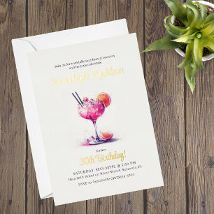 Invitation En Aluminium Joli en rose thème Cocktail Anniversaire