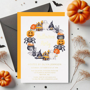 Invitation En Aluminium Joli Halloween Joyeux Halloween Jeu d'Illustration