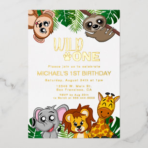 Invitation En Aluminium Joli petit sauvage safari d'animaux de la jungle p