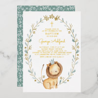 Jolie aquarelle Lion Prince Bébé Garçon Baptême