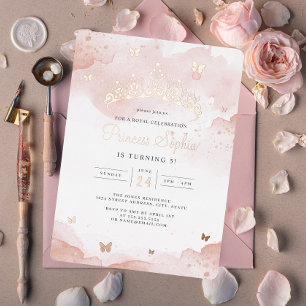 Invitation En Aluminium Jolie fête d'anniversaire de princesse en rose gol