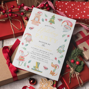 Invitation En Aluminium Jolie fête de Noël d'hiver en or