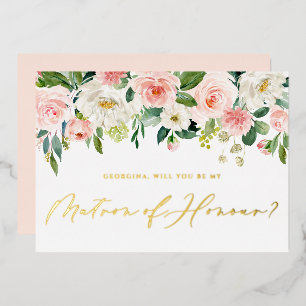 Invitation En Aluminium Jolies fleurs bleues Soyez mon maître d'honneur