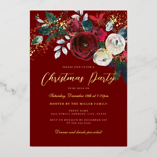 Invitation En Aluminium Jolly Gold Shimmer Foliing Noël Party (Recto)