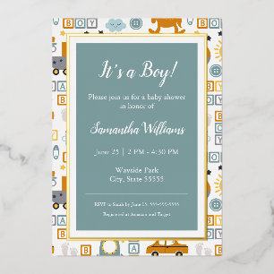 Invitation En Aluminium Jouet de voiture Cute Motif Garçon Baby shower Tur