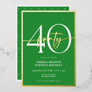 Invitation En Aluminium Jour d'anniversaire du minimaliste vert d'or
