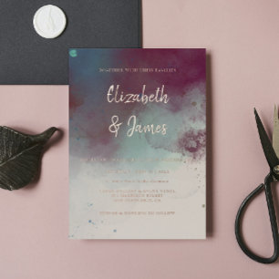 Invitation En Aluminium Joyau d'aquarelle moderne tons Boho Mariage