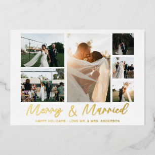 Invitation En Aluminium Joyeuse et mariée Silver 6 Multi Photo Holiday Car