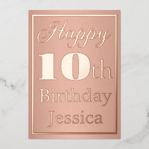 Invitation En Aluminium Joyeux 10e anniversaire Rose Gold Girly Ten