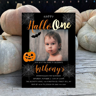 Invitation En Aluminium Joyeux Hallo-one Halloween 1er Anniversaire Photo 