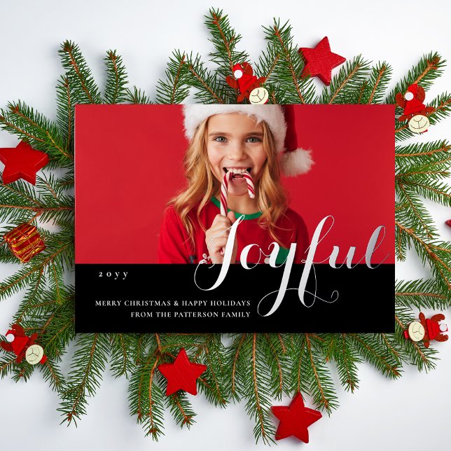 Invitation En Aluminium Joyeux Noël Famille Photo Script moderne (Créateur téléchargé)